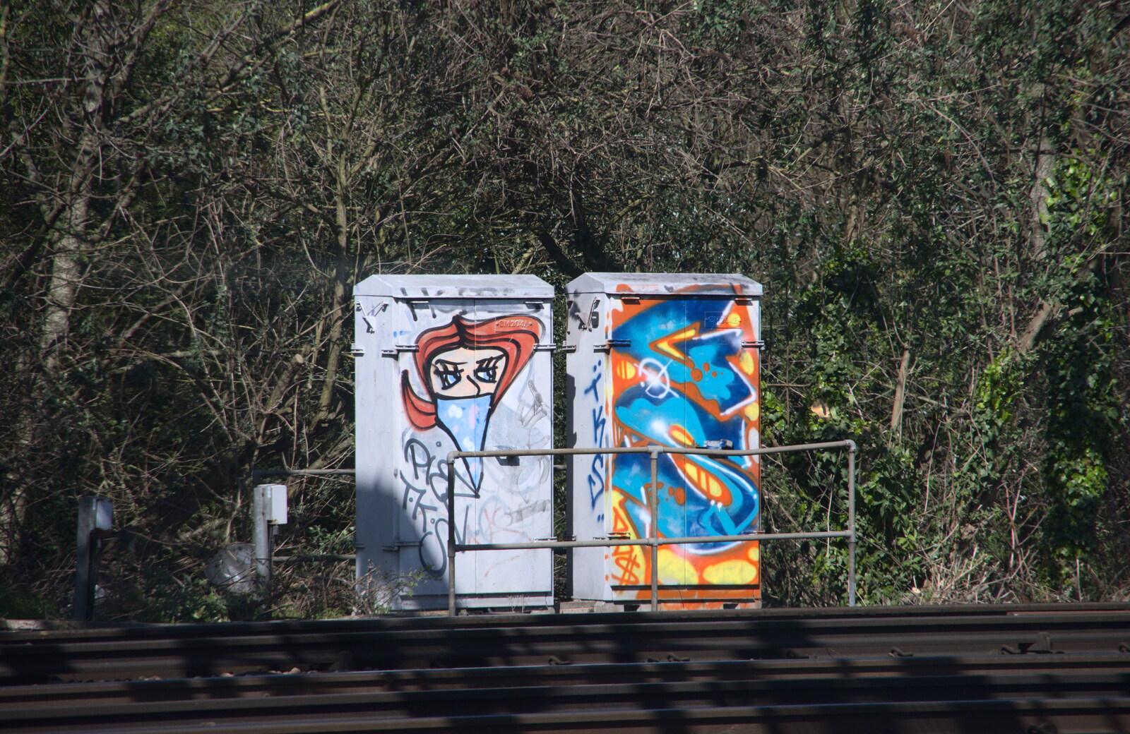 More graffiti on some line-side boxes from A Day in New Milton, Hampshire - 3rd April 2023