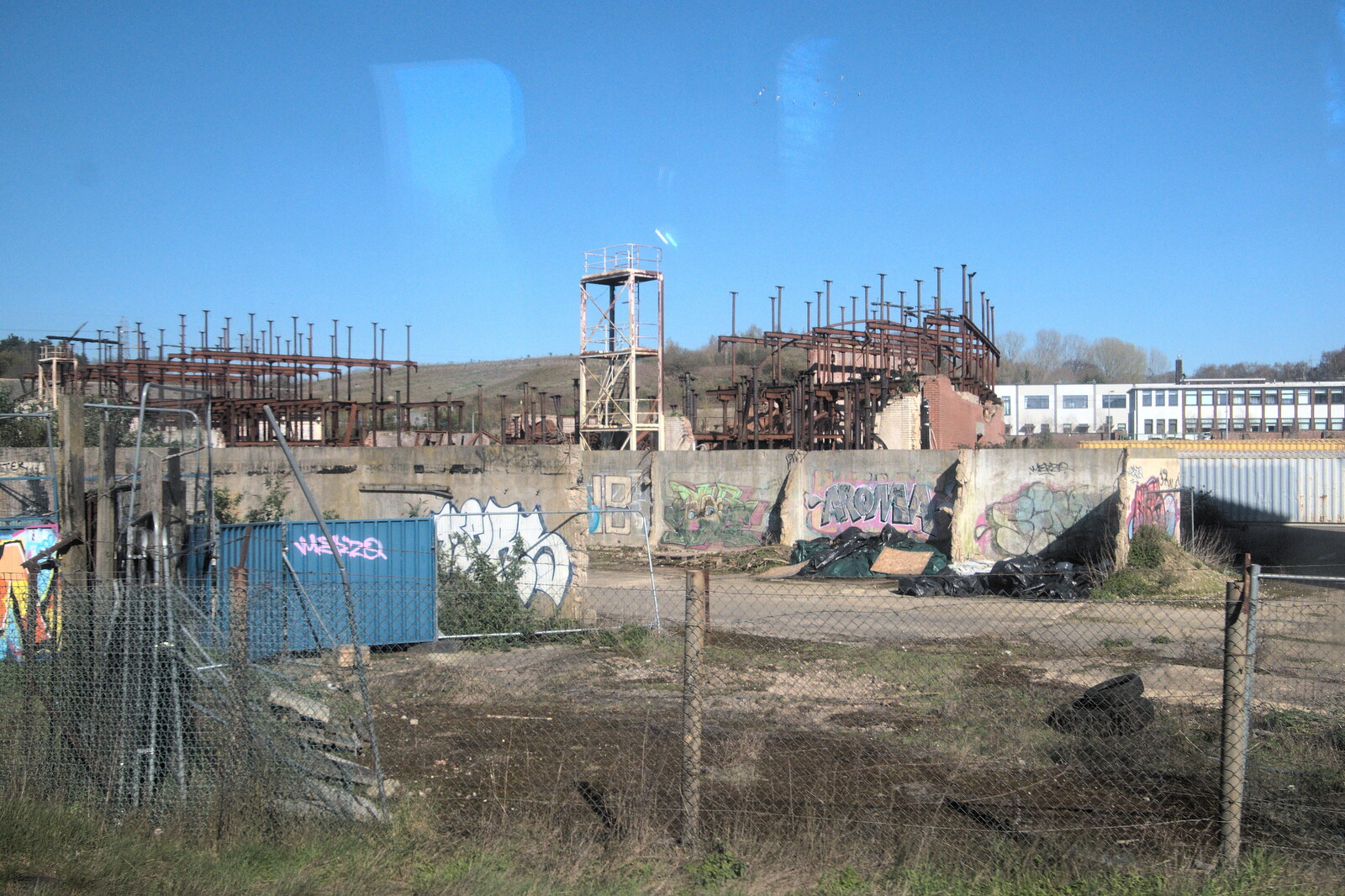 Another glimpse of the burned-down Fison's from A Day in New Milton, Hampshire - 3rd April 2023