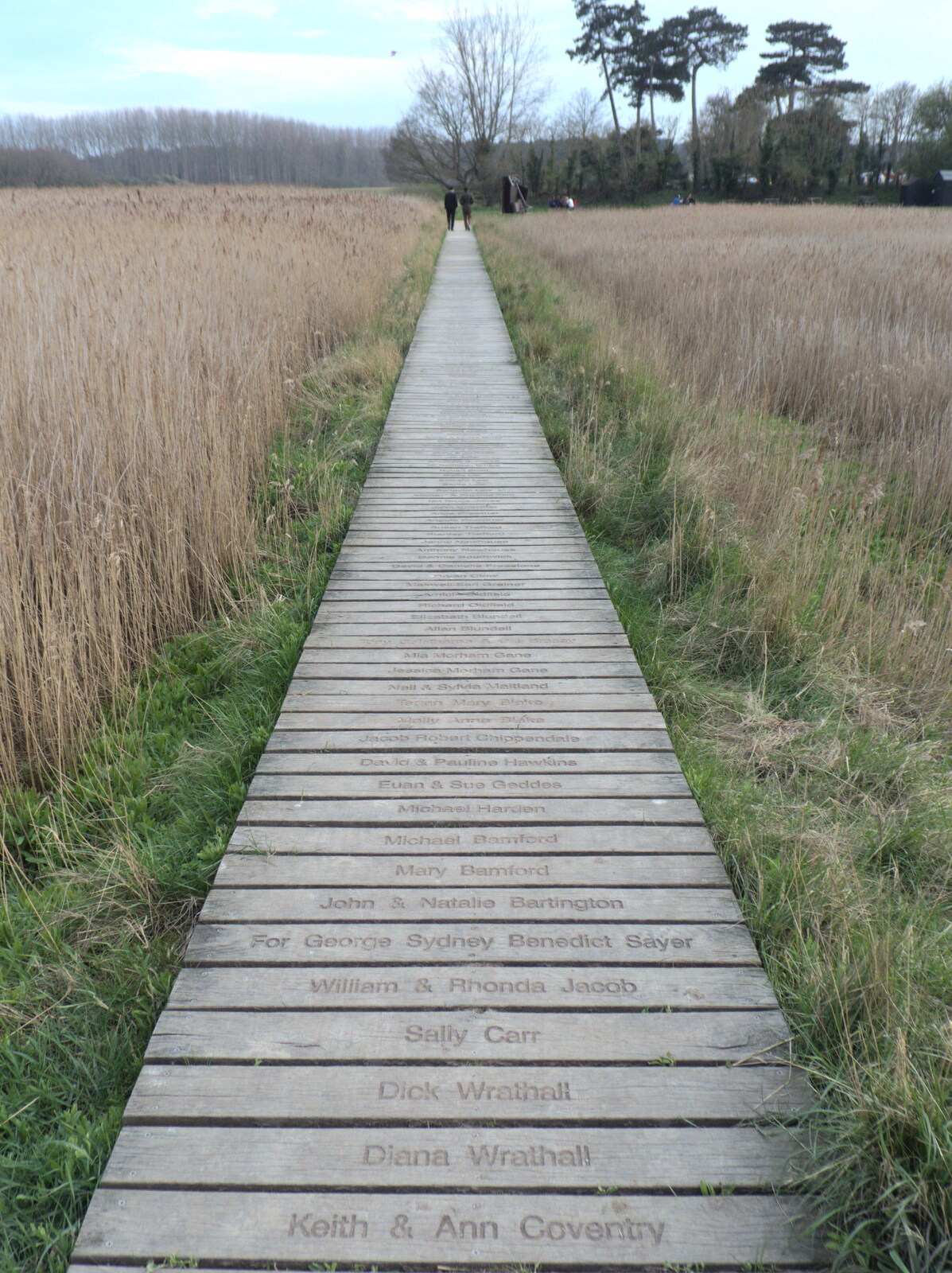 A boardwalk heads off into the distance from Fred and the Orchestra, Snape Maltings, Suffolk - 5th April