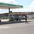 Fred wanders off to the petrol-station shop, Easter in South Zeal and Moretonhampstead, Devon - 9th April