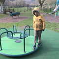 Harry spins around in the playground, Easter in South Zeal and Moretonhampstead, Devon - 9th April