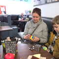 Isobel and Harry do cubes in Central Café, Easter in South Zeal and Moretonhampstead, Devon - 9th April