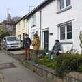 The gang hangs around in front of the cottage, Easter in South Zeal and Moretonhampstead, Devon - 9th April