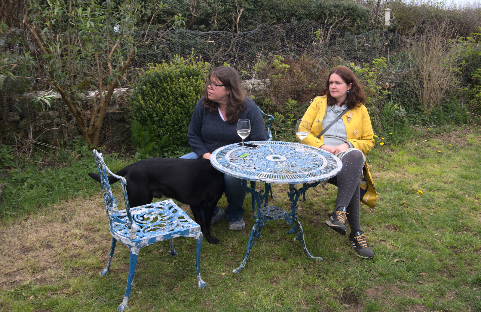 Sis and Isobel in the garden from Easter in South Zeal and Moretonhampstead, Devon - 9th April