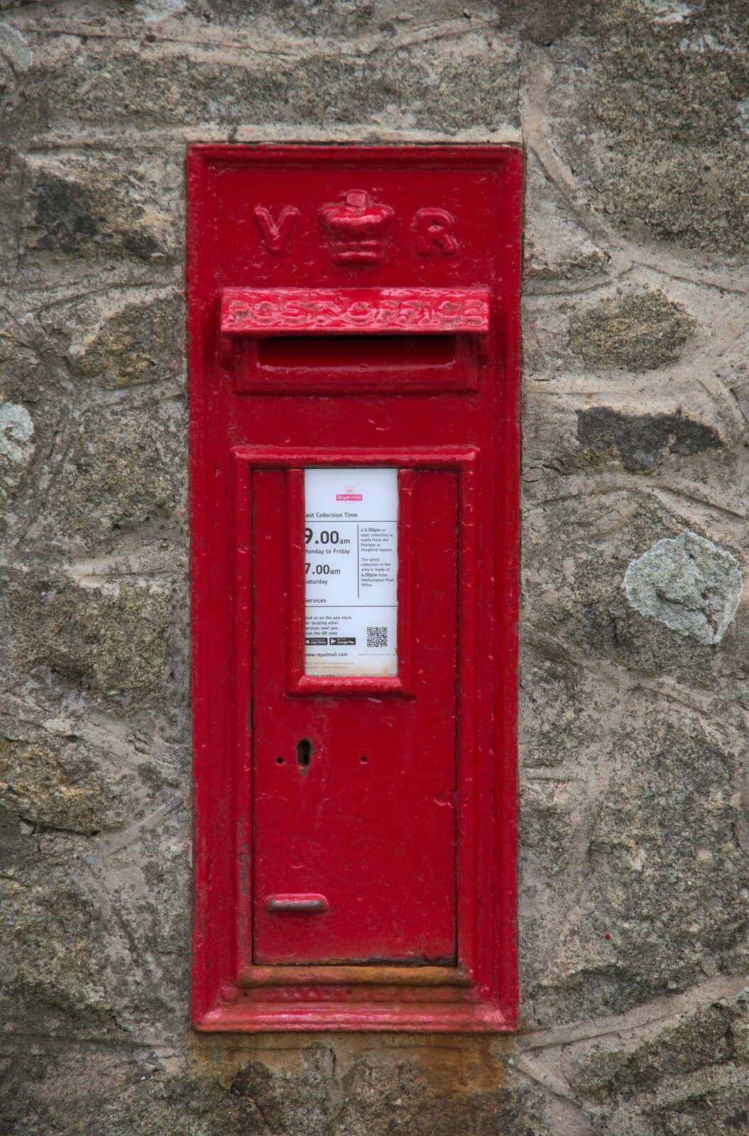 A Queen Victoria post box in Providence from Easter in South Zeal and Moretonhampstead, Devon - 9th April
