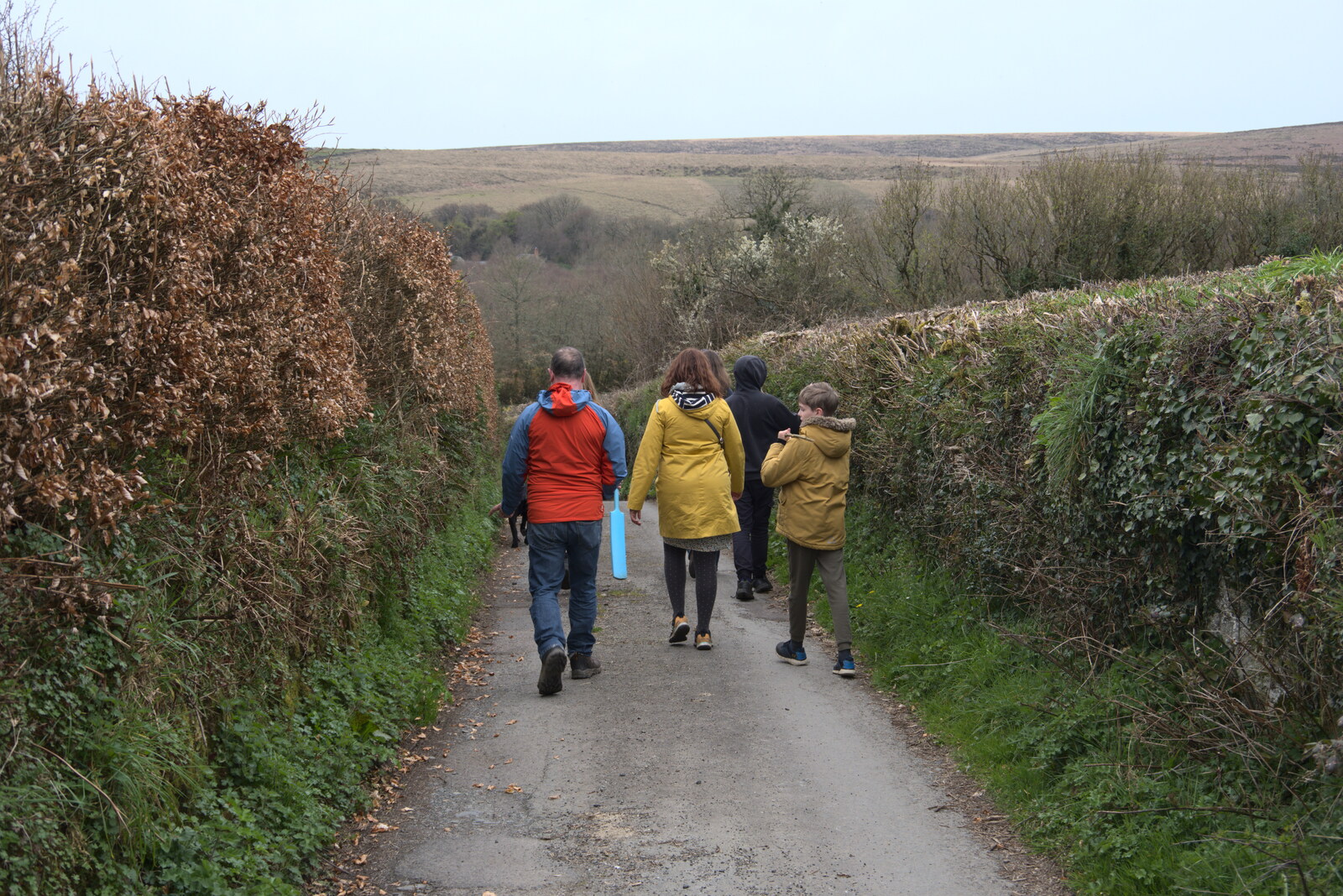 Walking down a Devon lane near Aysh from Easter in South Zeal and Moretonhampstead, Devon - 9th April