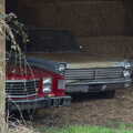 A couple of American cars lurk in a barn, Easter in South Zeal and Moretonhampstead, Devon - 9th April