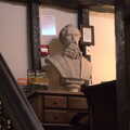 A bust of Charles Dickens up the hotel's stairs, Chilli Farms, Okehampton and the Oxenham Arms, South Zeal, Devon - 10th April 2023