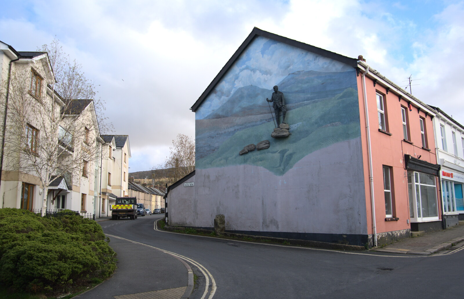 A sculpture on a house in Park Row from Chilli Farms, Okehampton and the Oxenham Arms, South Zeal, Devon - 10th April 2023