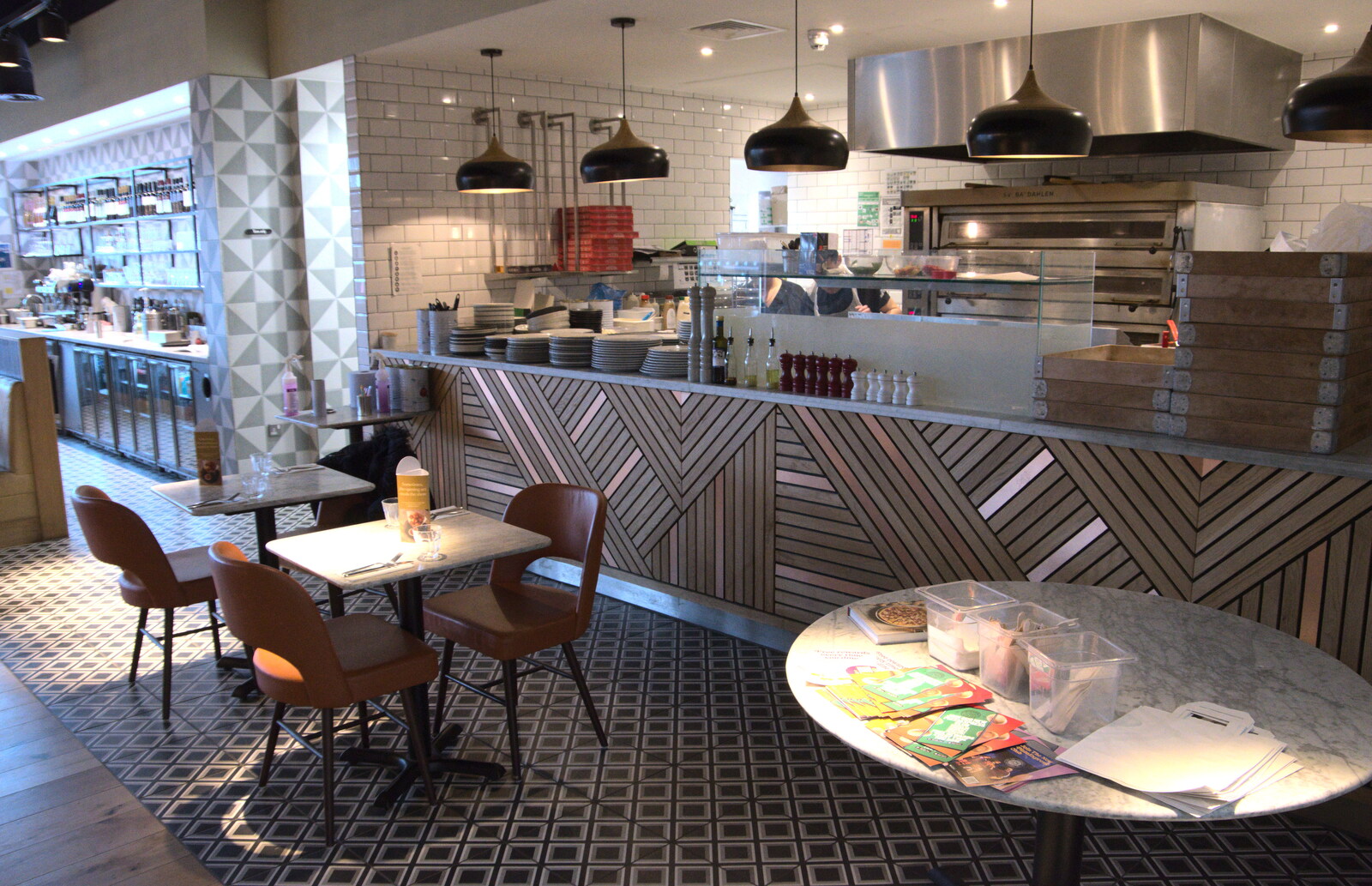 Pizza Express's kitchen area from Chilli Farms, Okehampton and the Oxenham Arms, South Zeal, Devon - 10th April 2023