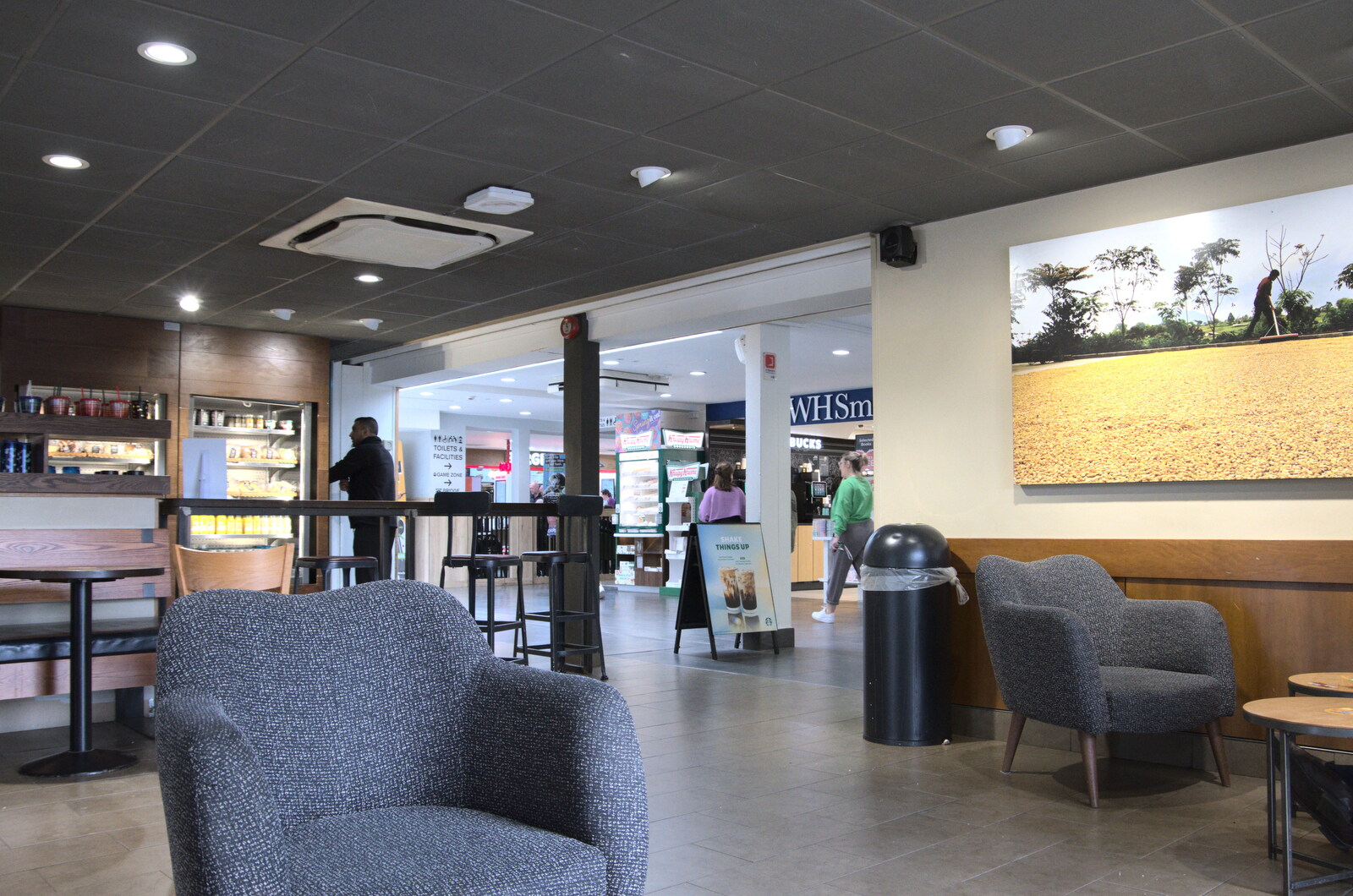 A view from a Costa at Fleet Services from Chilli Farms, Okehampton and the Oxenham Arms, South Zeal, Devon - 10th April 2023