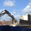 A digger grabs at another bit of building, Paddock House Demolition and the BSCC at Thorndon, Suffolk - 13th April 2023