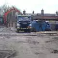 Rubble is dumped into a tipper for disposal, Paddock House Demolition and the BSCC at Thorndon, Suffolk - 13th April 2023