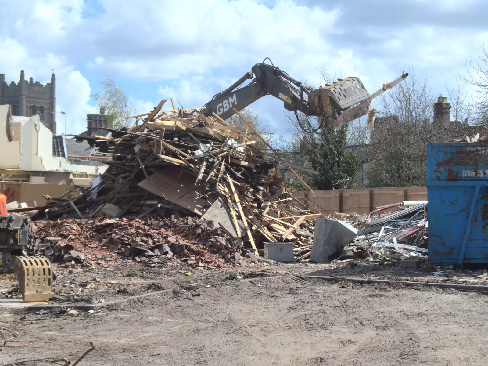 A big pile of brick and timber, from Paddock House Demolition and the BSCC at Thorndon, Suffolk - 13th April 2023