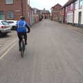 Gaz cycles up Cross Street in Eye, Paddock House Demolition and the BSCC at Thorndon, Suffolk - 13th April 2023