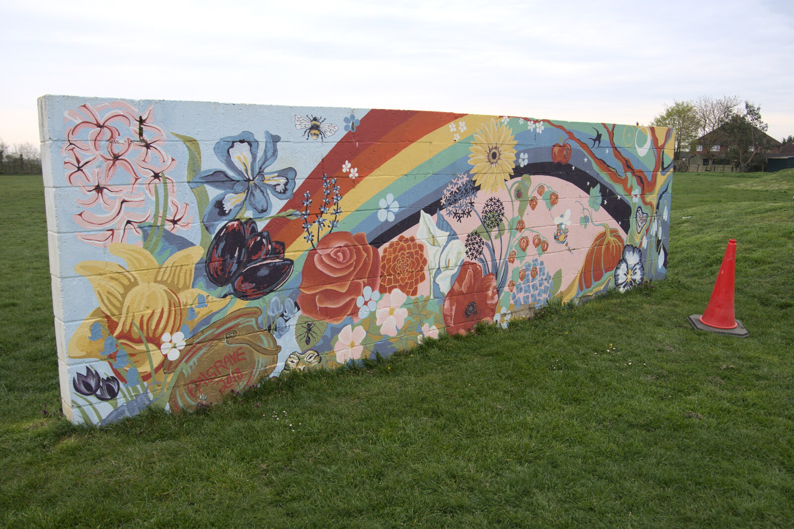 There's a cool painted wall in the playground from Palgrave Players and Weybread Canoes, Harleston - 16th April 2023