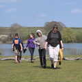 Isobel and the gang head back to the car, Palgrave Players and Weybread Canoes, Harleston - 16th April 2023