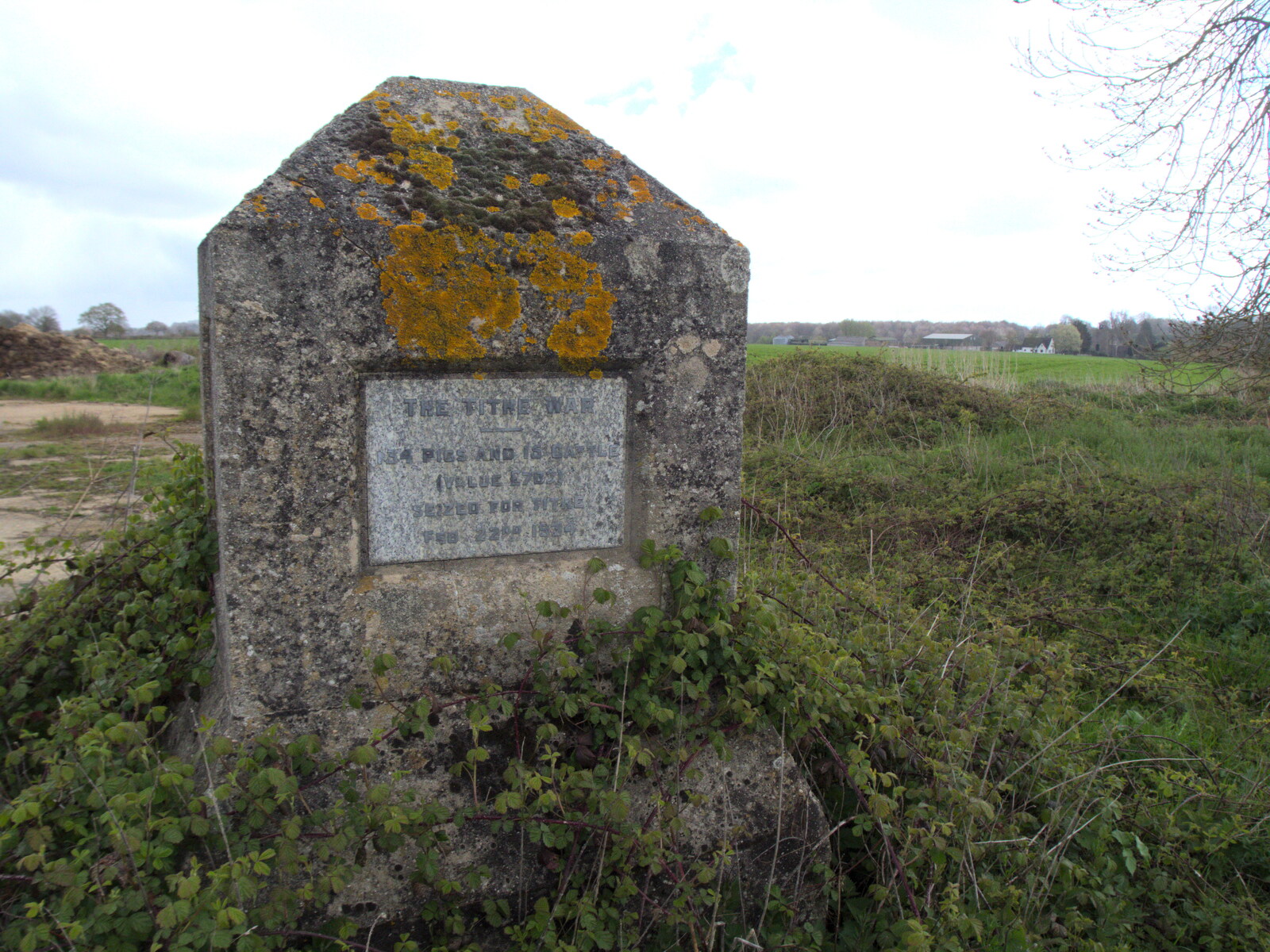 A stone marks the Wortham Tithe War of 1934 from Bike Rides and a Visit to the Farm Shop, Eye, Suffolk -  25th April 2023