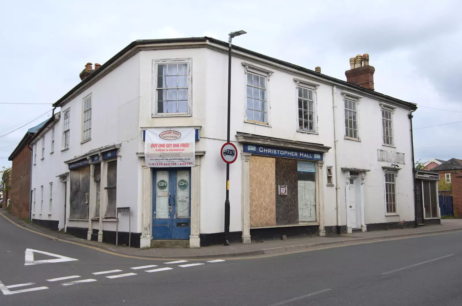 The derelict Christpher Hall and Diss Tandoori, from The Lost Pubs of Diss, Norfolk - 26th April 2023