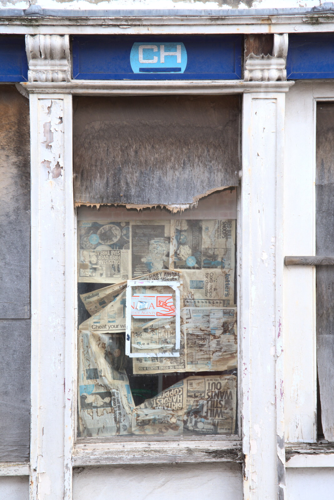 A papered-up window in Christopher Hall from The Lost Pubs of Diss, Norfolk - 26th April 2023