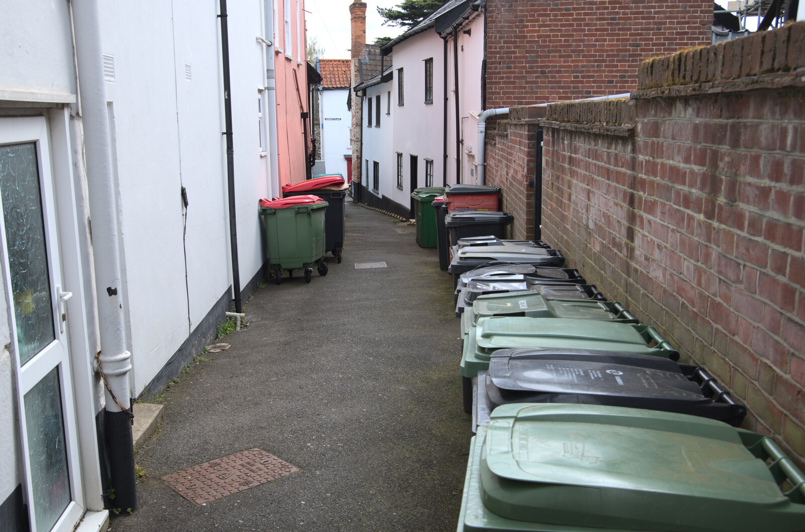The bins of Draper's Row, near the back of Browne's from The Lost Pubs of Diss, Norfolk - 26th April 2023
