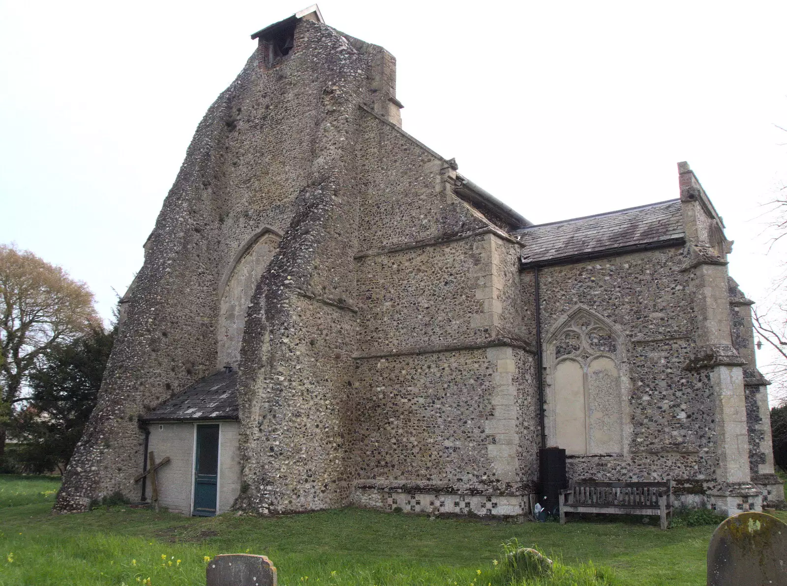 St. Mary's missing tower, which collapsed in 1730, from Pizza at the Village Hall, Brome, Suffolk - 30th April 2023