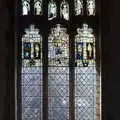 Fragments of Mediaeval glass in a south-east window, Pizza at the Village Hall, Brome, Suffolk - 30th April 2023