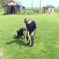 Over at Chickens', Harry plays with Pepper the dog, Pizza at the Village Hall, Brome, Suffolk - 30th April 2023