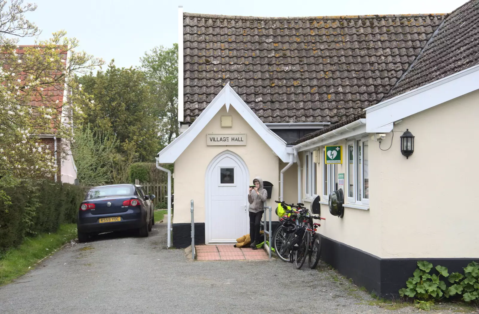 Harry waits outside the village hall in Brome, from Pizza at the Village Hall, Brome, Suffolk - 30th April 2023