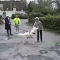 Harry meets a big dog, Pizza at the Village Hall, Brome, Suffolk - 30th April 2023