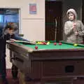 Fred and Harry play a game of pool, Pizza at the Village Hall, Brome, Suffolk - 30th April 2023