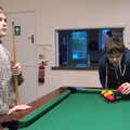 Fred racks up for another game of stick, Pizza at the Village Hall, Brome, Suffolk - 30th April 2023
