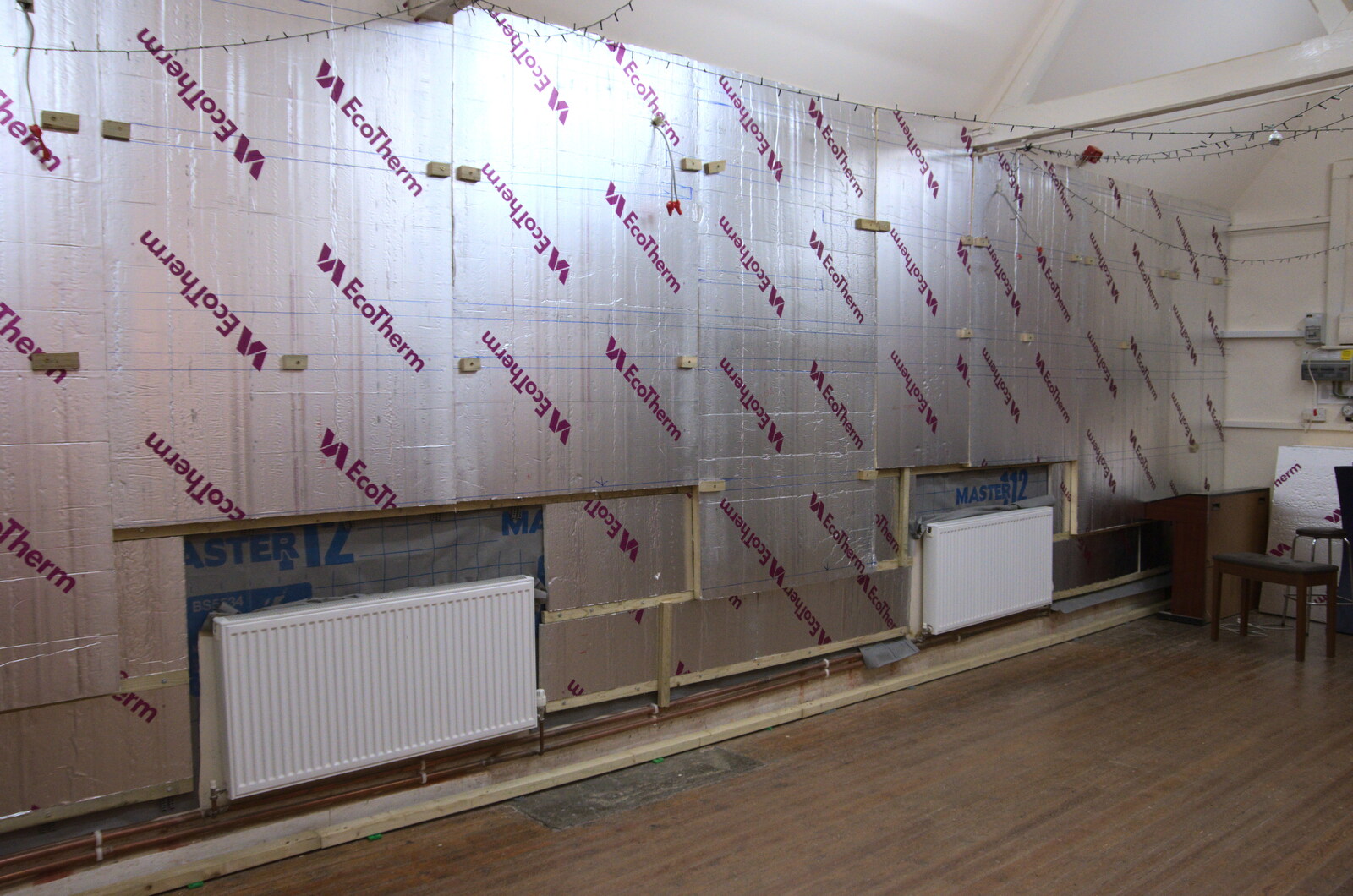 The hall is getting some insulation installed from Pizza at the Village Hall, Brome, Suffolk - 30th April 2023