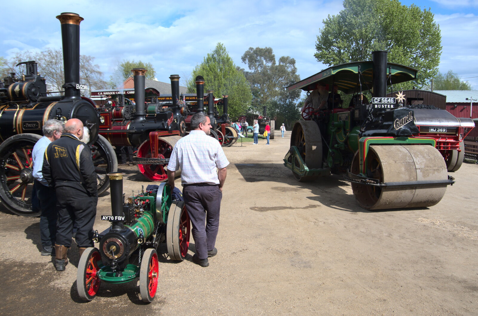 A steam roller named Buster clanks around from The Heritage Steam Gala, Bressingham Steam Museum, Norfolk - 1st May 2023