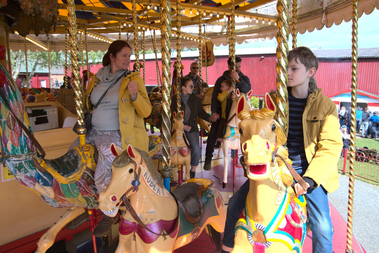 We have a go on the Victorian gallopers from The Heritage Steam Gala, Bressingham Steam Museum, Norfolk - 1st May 2023