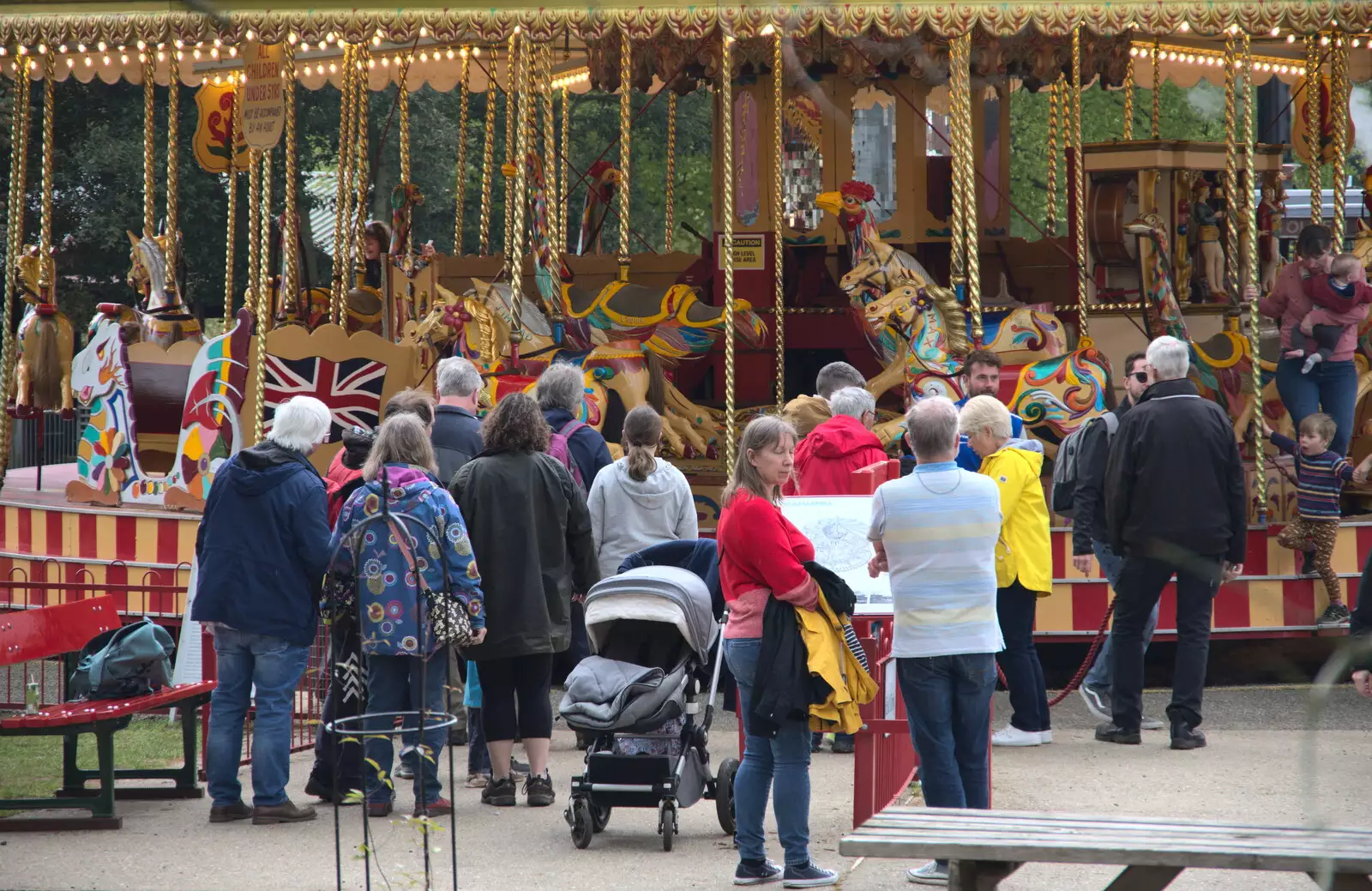 There's a queue for the gallopers, from The Heritage Steam Gala, Bressingham Steam Museum, Norfolk - 1st May 2023