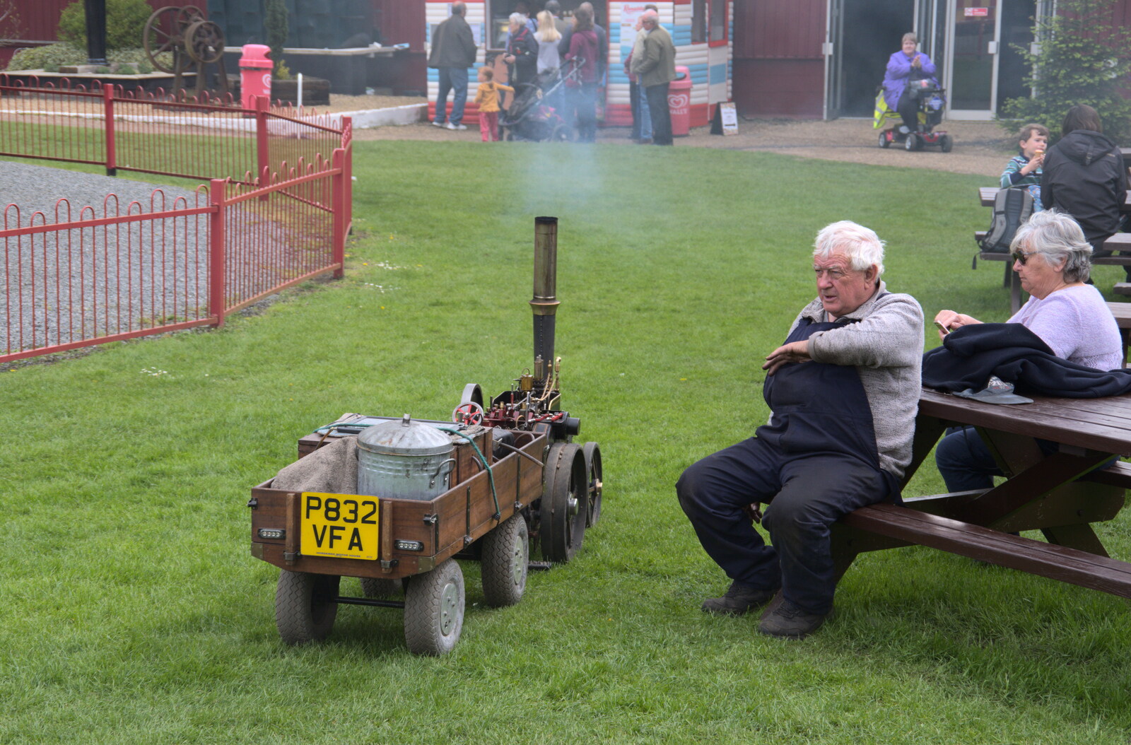 A tiny engine actually has a number plate from The Heritage Steam Gala, Bressingham Steam Museum, Norfolk - 1st May 2023