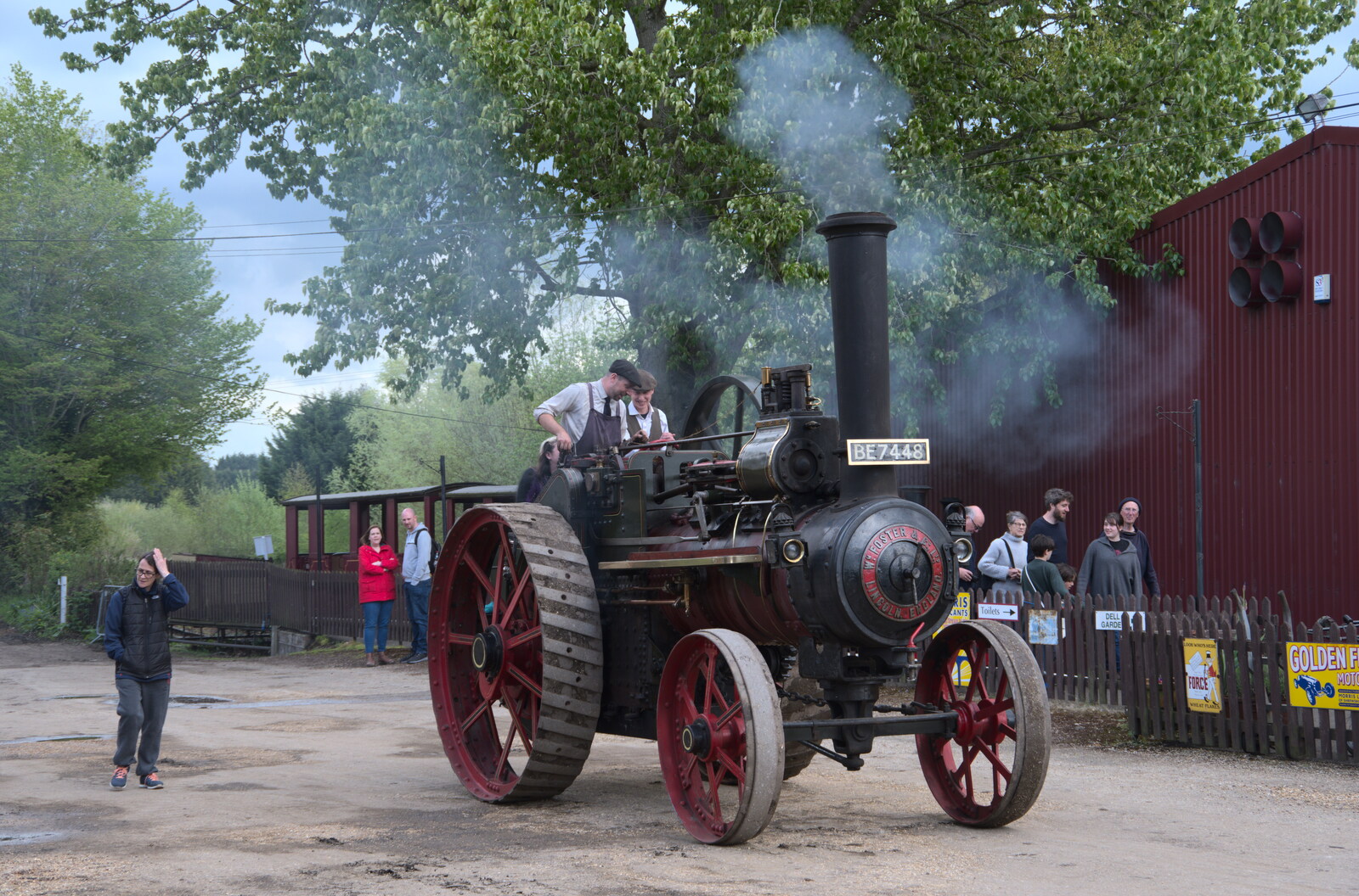 The traction engine is still trundling around from The Heritage Steam Gala, Bressingham Steam Museum, Norfolk - 1st May 2023