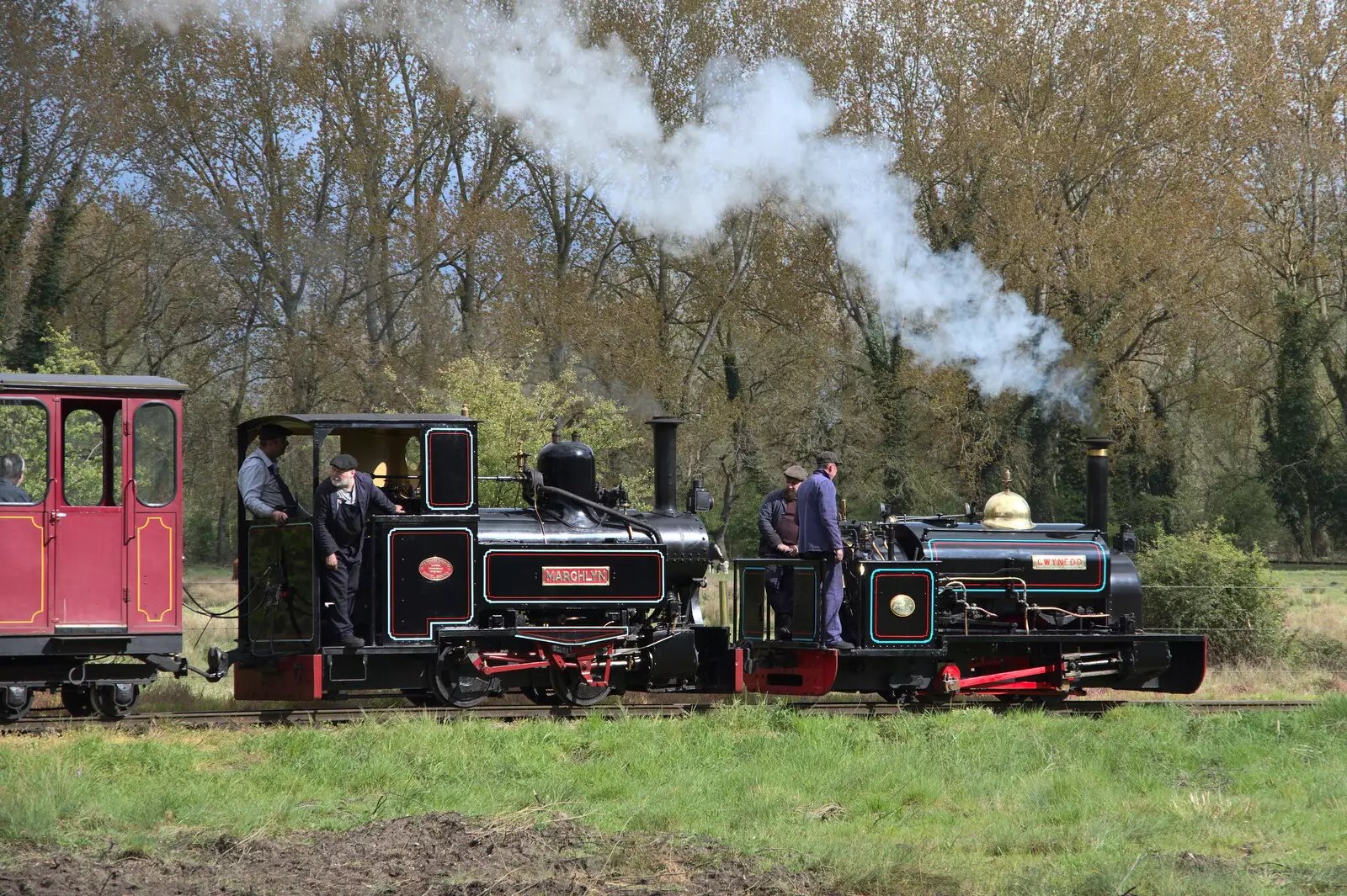 Marchlyn and Gwynedd form a double header, from The Heritage Steam Gala, Bressingham Steam Museum, Norfolk - 1st May 2023