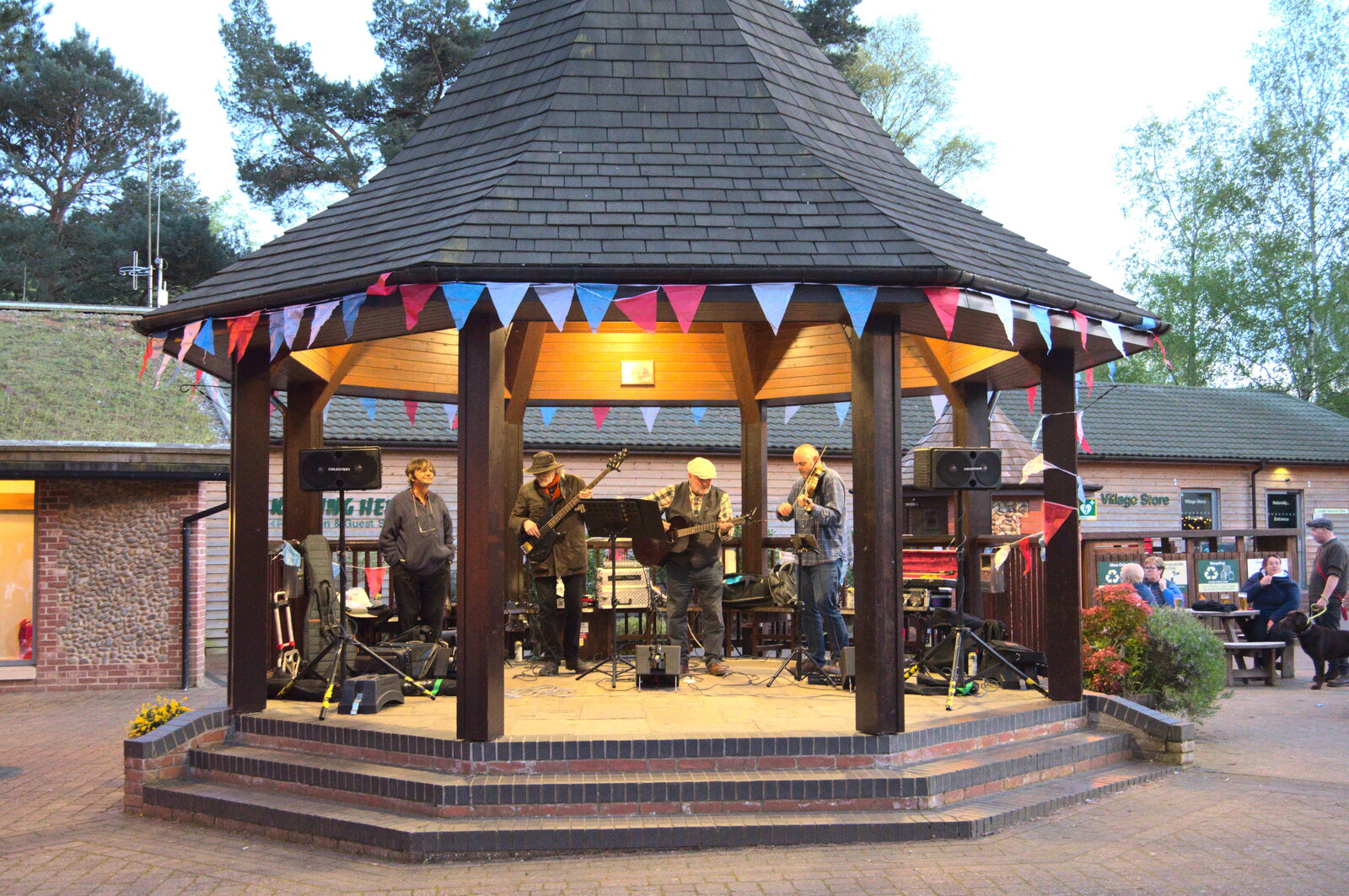 There's a band playing in the 'village square' from A Coronation Camping Picnic, Kelling Heath, Norfolk - 6th May 2023