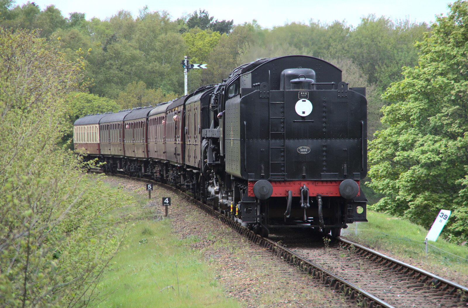 The steam train comes down the line from Holt from A Coronation Camping Picnic, Kelling Heath, Norfolk - 6th May 2023