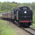 The steam train comes down the line from Holt, A Coronation Camping Picnic, Kelling Heath, Norfolk - 6th May 2023