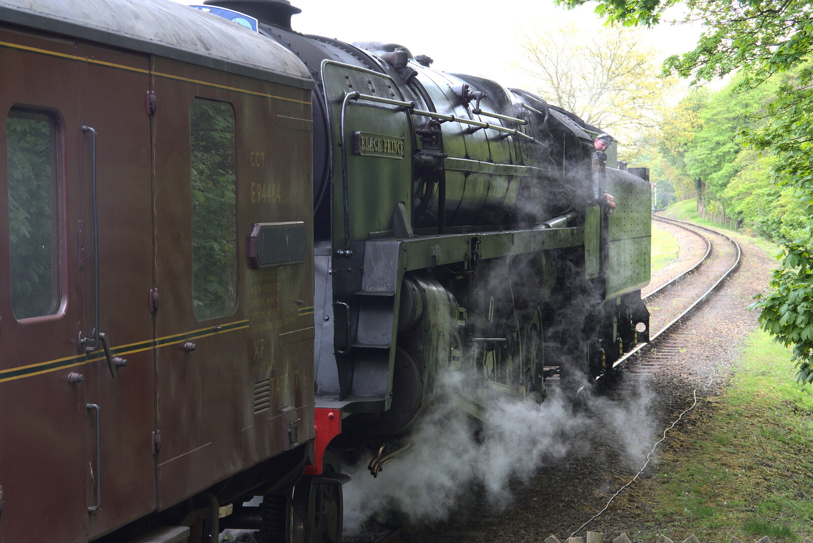 Class 9F Black Prince stops at Kelling Heath from A Coronation Camping Picnic, Kelling Heath, Norfolk - 6th May 2023