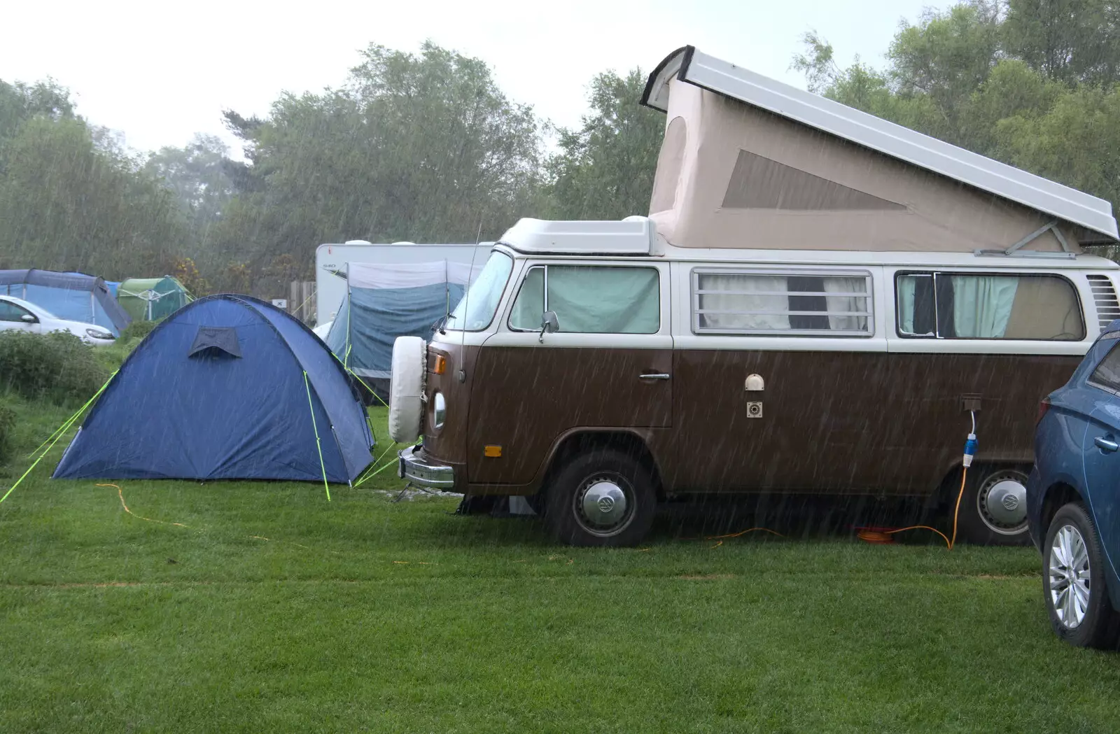 It absolutely tips it down in the afternoon, from A Coronation Camping Picnic, Kelling Heath, Norfolk - 6th May 2023