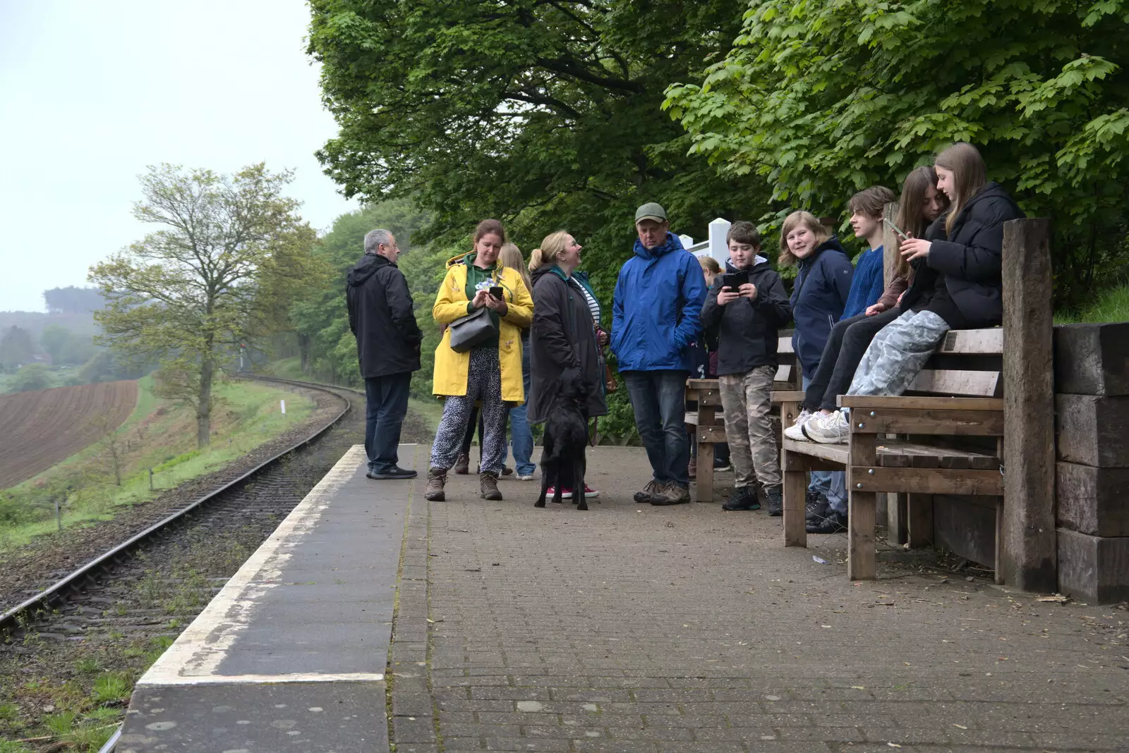 We wait for the next train, from A Coronation Camping Picnic, Kelling Heath, Norfolk - 6th May 2023