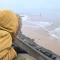 Harry peers over the wall at the sea, A Coronation Camping Picnic, Kelling Heath, Norfolk - 6th May 2023