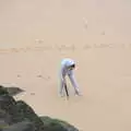 Someone adds to Sophie's 'Sheringham' in the sand, A Coronation Camping Picnic, Kelling Heath, Norfolk - 6th May 2023