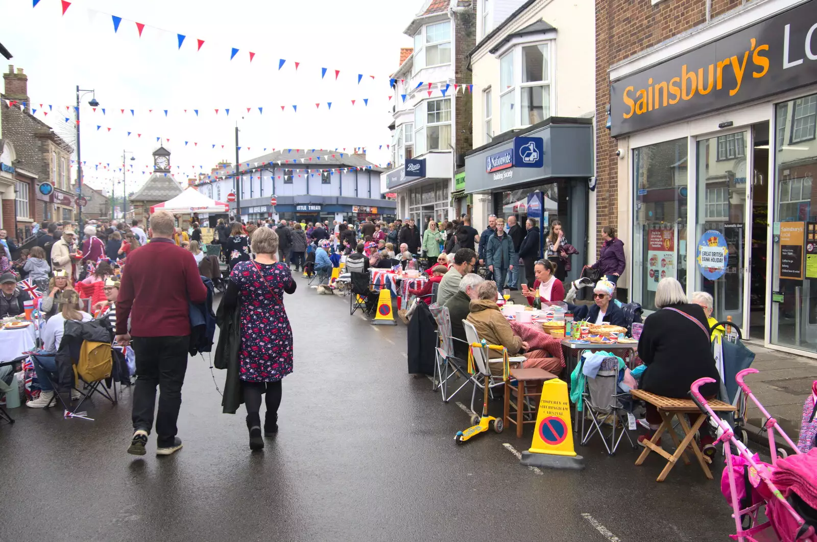 Sheringham's street party has kicked off, from A Coronation Camping Picnic, Kelling Heath, Norfolk - 6th May 2023