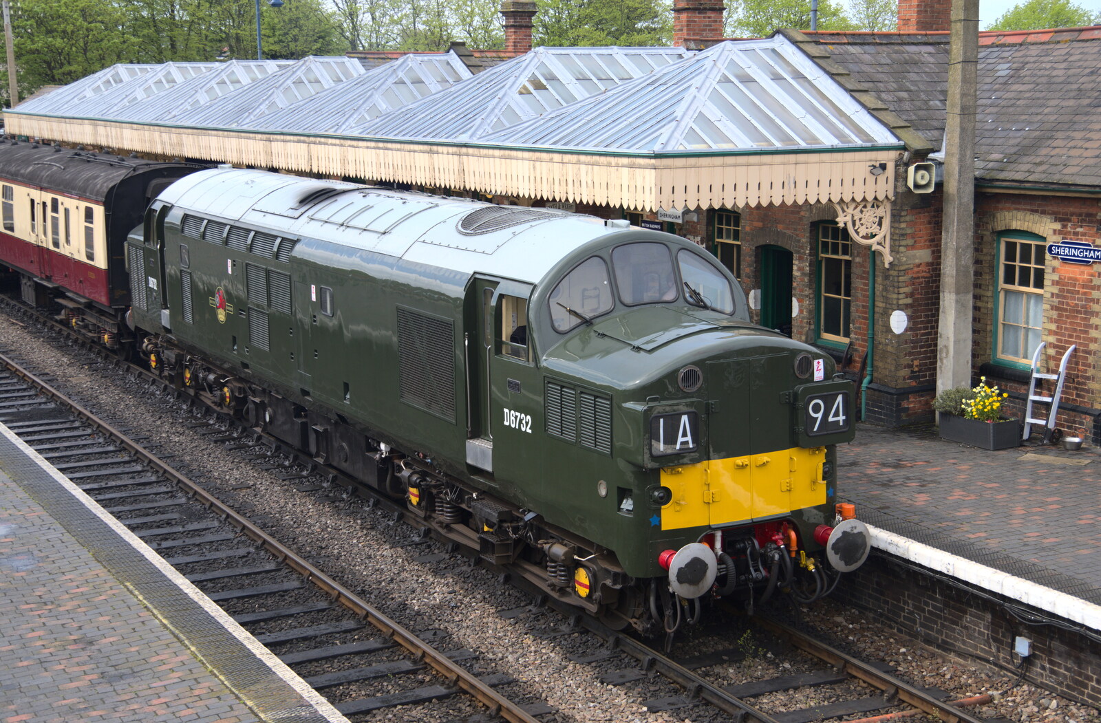 D6732 is back on the station at Sheringham from A Coronation Camping Picnic, Kelling Heath, Norfolk - 6th May 2023