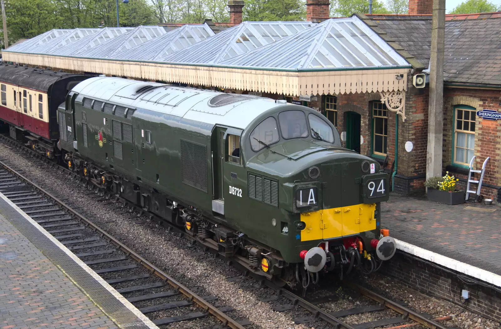 D6732 is back on the station at Sheringham, from A Coronation Camping Picnic, Kelling Heath, Norfolk - 6th May 2023